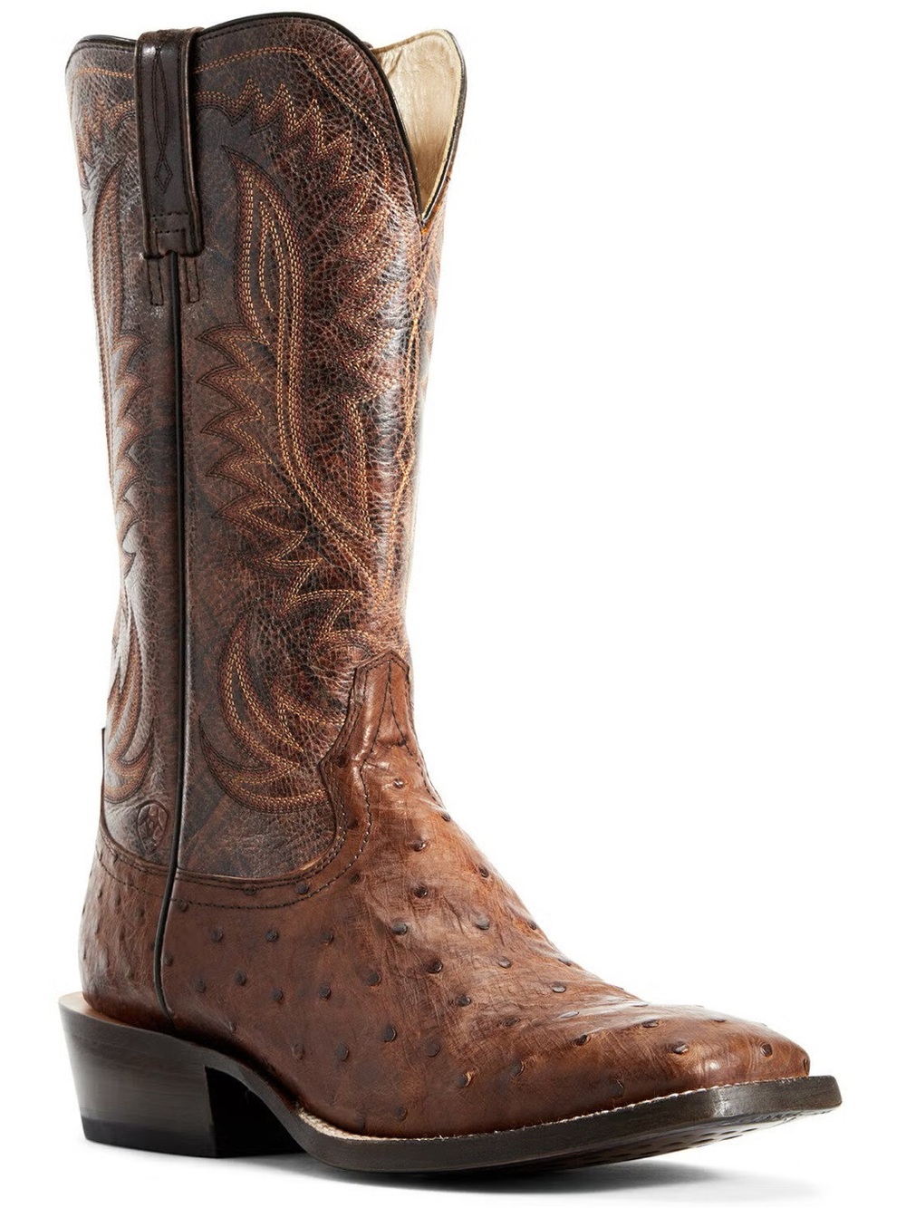 ARIAT MEN'S SHOWMAN FULL QUILL OSTRICH WESTERN BOOTS WIDE SQUARE TOE (10029611)